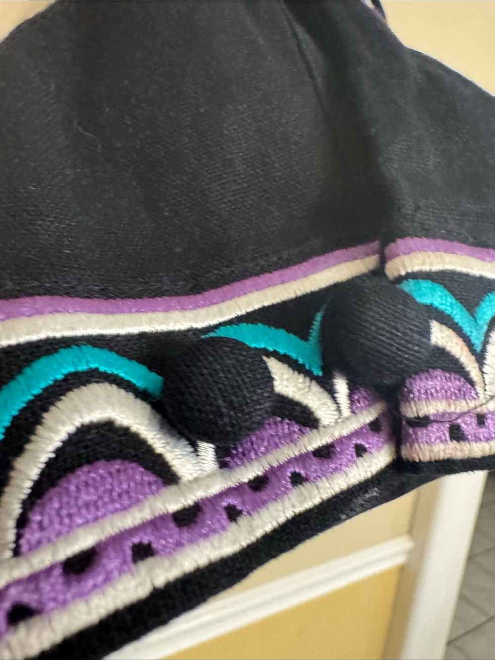 Bob Mackie Wearable Art Womens Plus Size 3X Embroidered Jacket Linen Black Blue - Picture 11 of 16